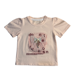 Baby Girl Peach Top & Denim Shorts Set