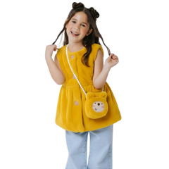 Imported Kids Fur Dress with Cute Purse Set