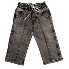 Boys Printed T-Shirt with Black Denim Jogger Pants Set