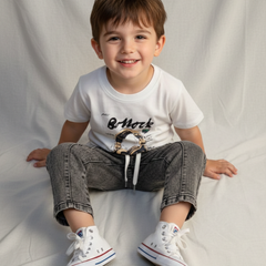 Boys Graphic T-Shirt with Grey Denim Jogger Pants Set