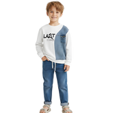 Imported Boys White Denim Patch Sweatshirt and Jeans Set