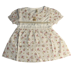 Baby Girl White Floral Bunny Embroidered Dress