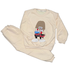 Imported Kids Beige Rock & Roll Winter Sweatshirt and Pant Set