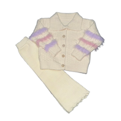 Imported Baby Knit Sweater Set – Cream Button-Up Top with Pants