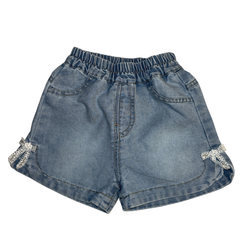 Baby Girl Peach Top & Denim Shorts Set