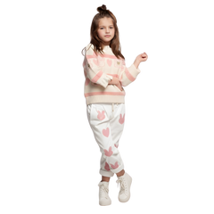 Imported Cute Pink Bunny & Heart Knit Sweater for Girls