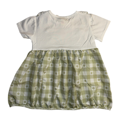Baby Girls Green Checkered Dress with Lace Collar