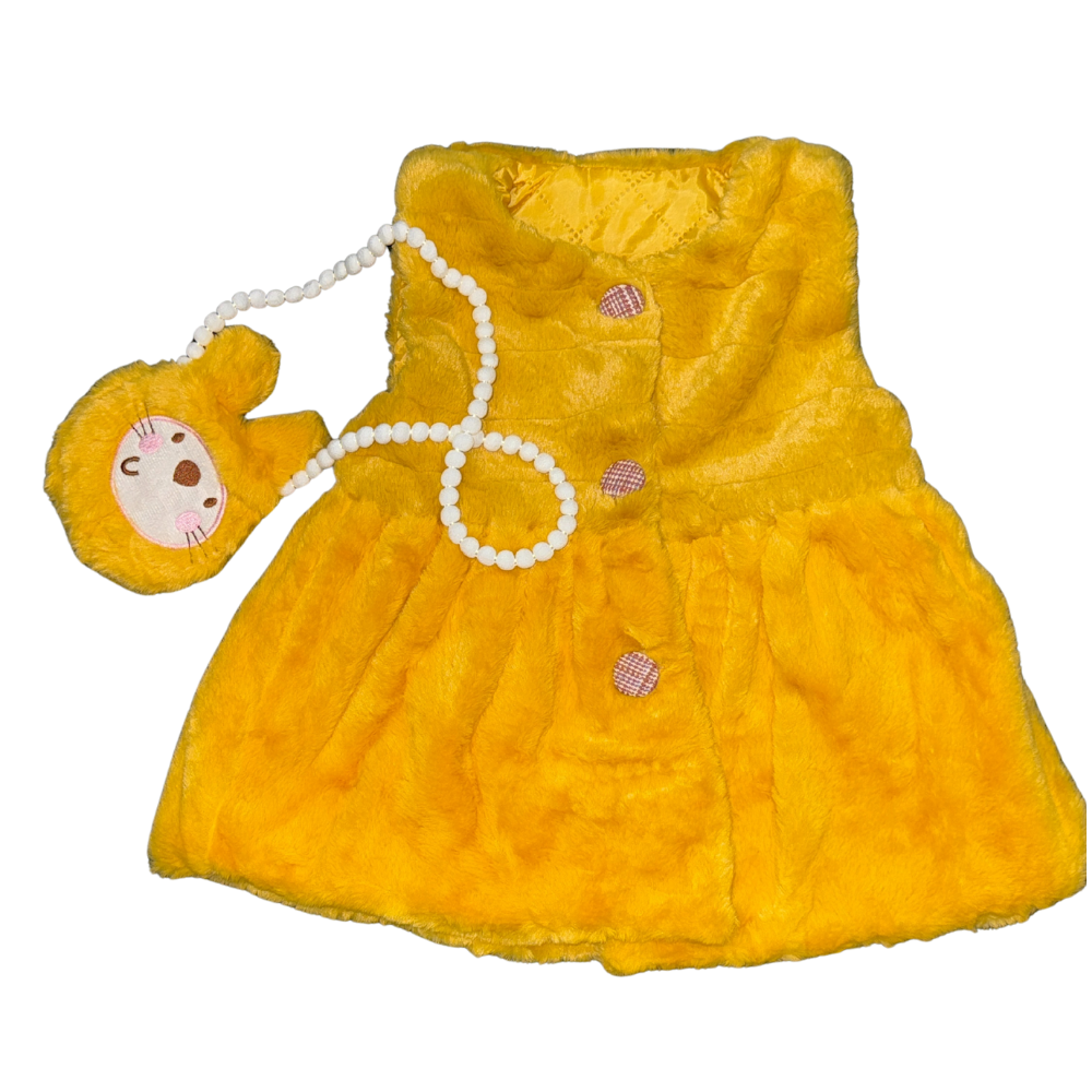 Imported Kids Fur Dress with Cute Purse Set
