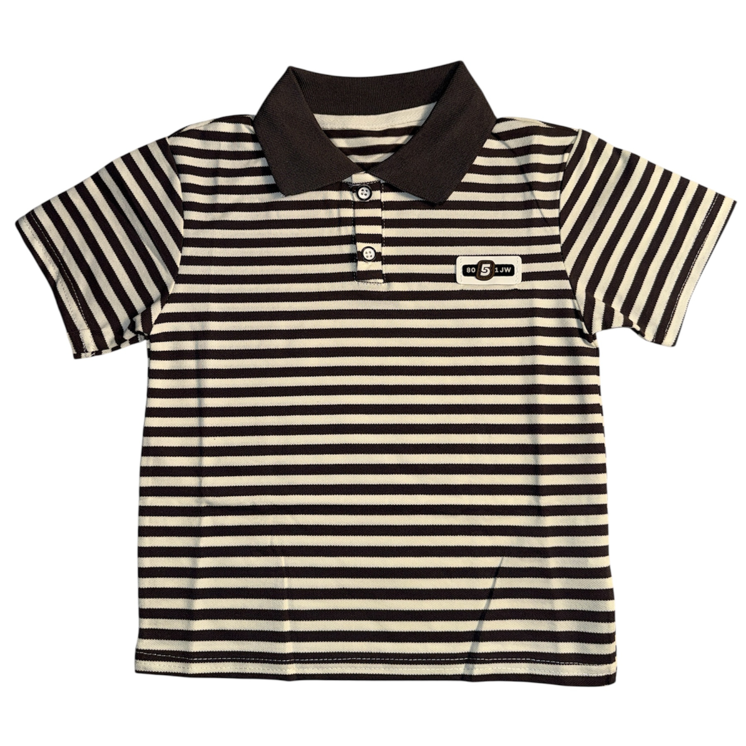 Boys Striped Polo Shirt with Light Blue Denim Jogger Set