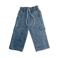 Boys Striped Polo Shirt with Light Blue Denim Jogger Set