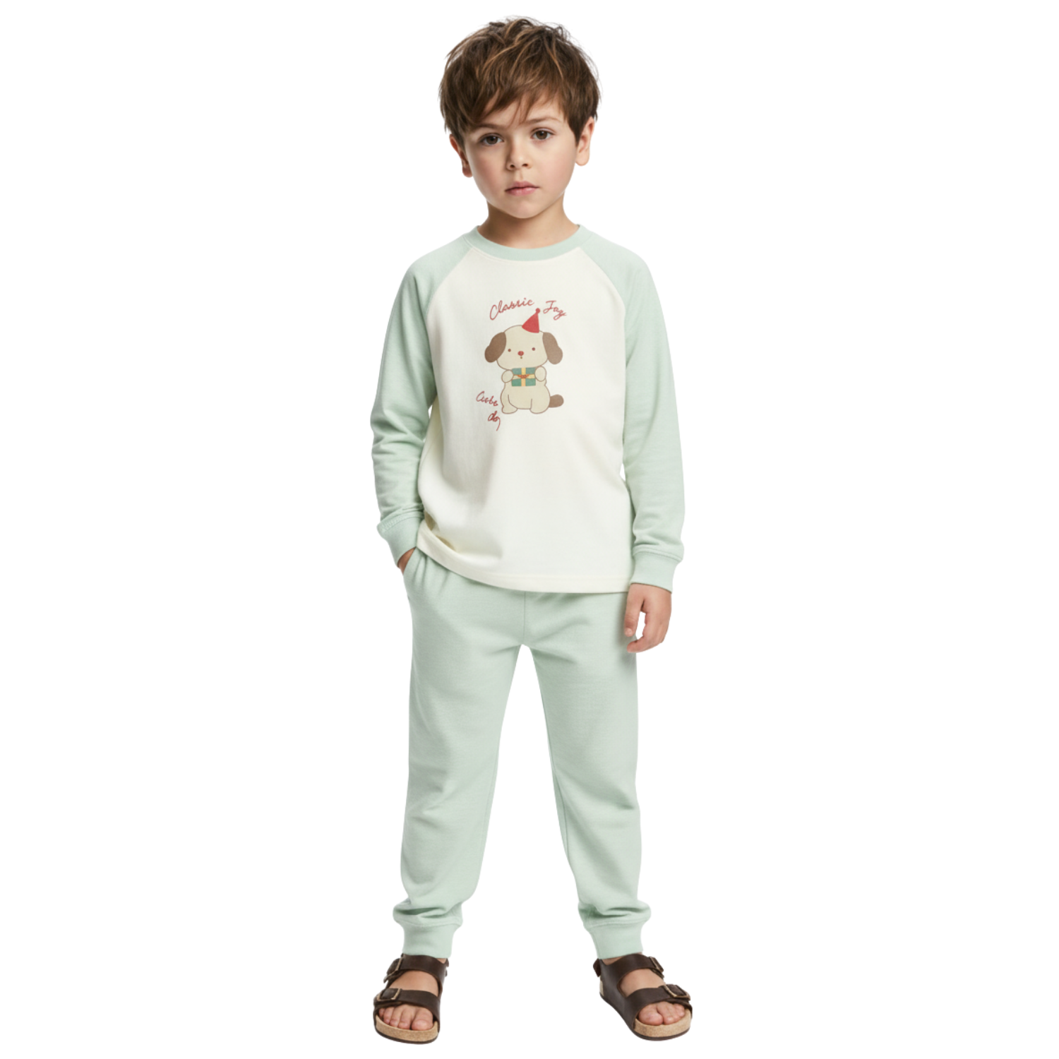 Imported Cute Dog Print Baby Pajama Set – Soft Cotton Track Suit