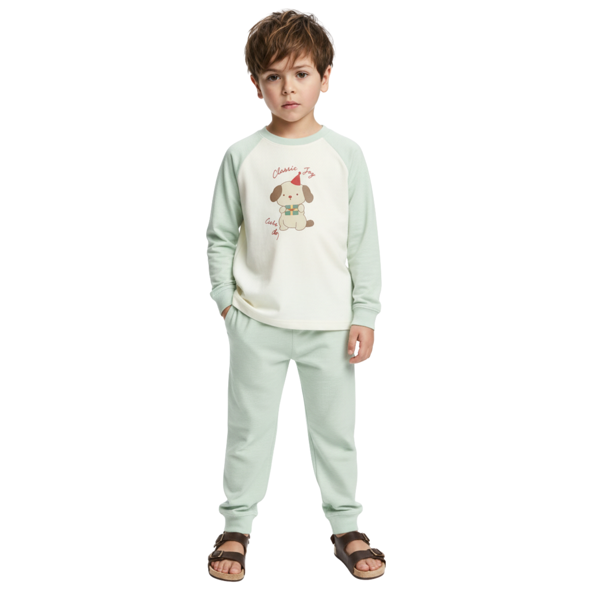 Imported Cute Dog Print Baby Pajama Set – Soft Cotton Track Suit