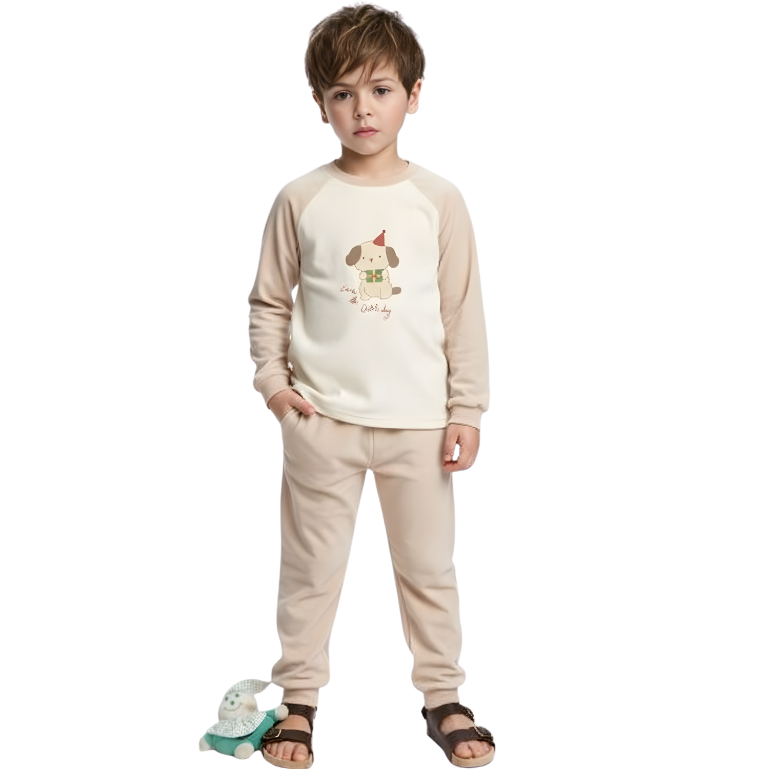Imported Dog Print Baby Pajama Set – Soft Cotton Long Sleeve Track Suit
