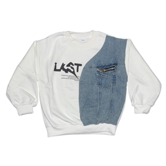 Imported Boys White Denim Patch Sweatshirt and Jeans Set