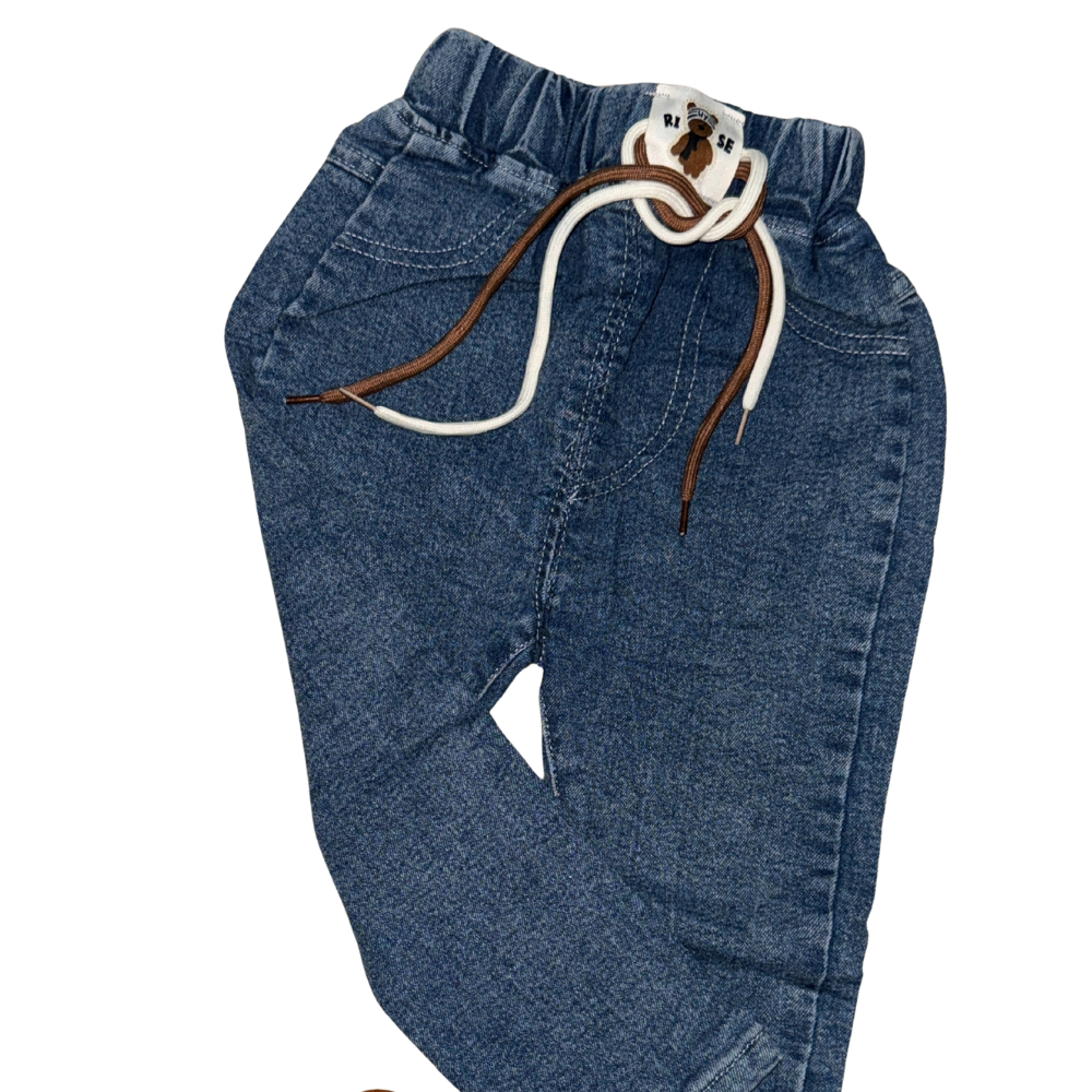 Imported Boys White Denim Patch Sweatshirt and Jeans Set