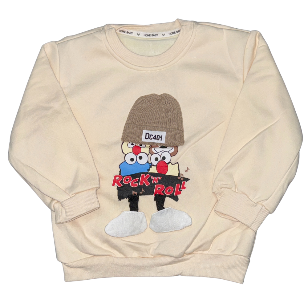 Imported Kids Beige Rock & Roll Winter Sweatshirt and Pant Set