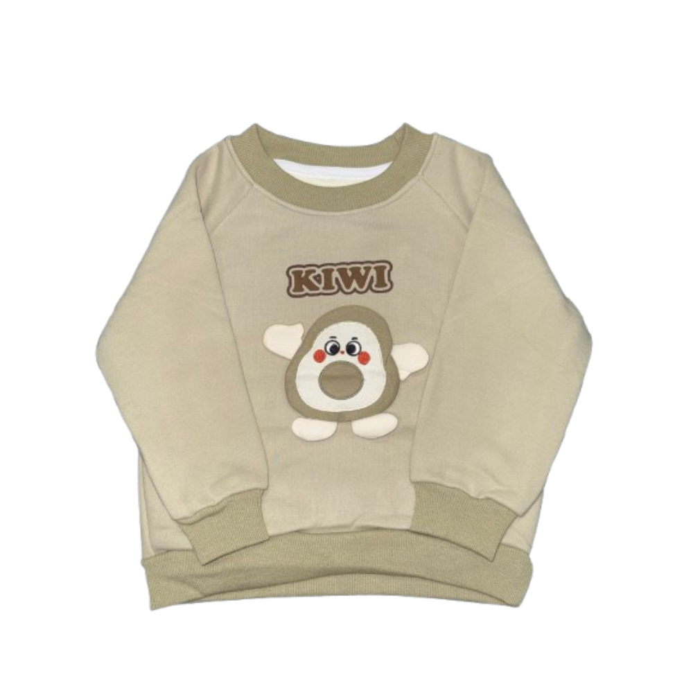Imported Beige Kiwi Cartoon Sweatshirt and Pants Set for Kids