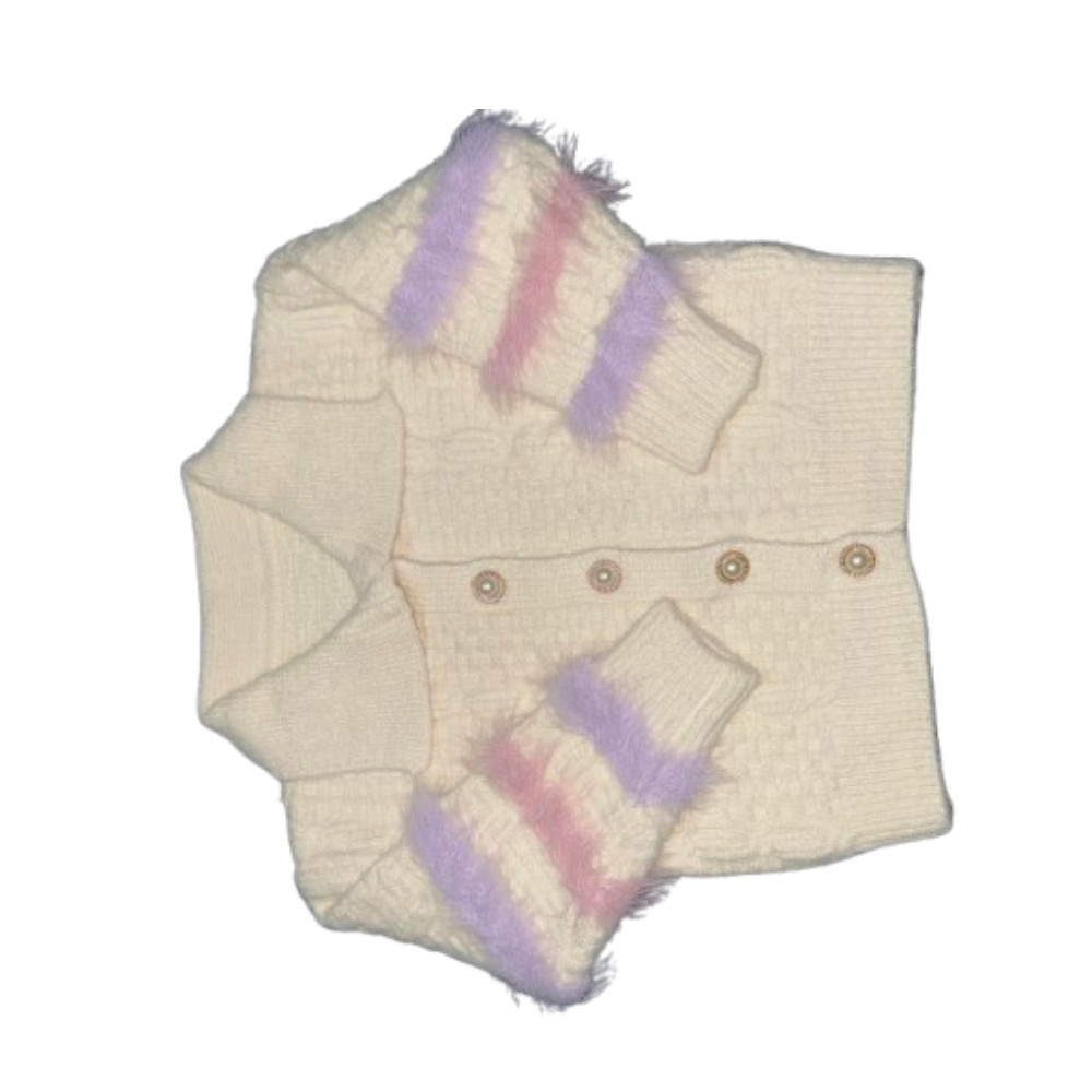 Imported Baby Knit Sweater Set – Cream Button-Up Top with Pants