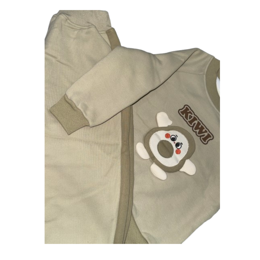 Imported Beige Kiwi Cartoon Sweatshirt and Pants Set for Kids